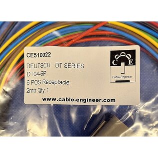 TE Connectivity Deutsch DT Pigtail-set: 6-Pos. Receptacle (vrouw) + 6x 2meter 1,5mm2  FLRY-B kabel