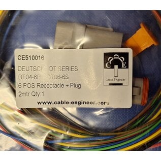 Cable-Engineer TE Deutsch DT Pigtail-set: 6-Pos. Rec. DT04-6P & Plug DT06-6S + 12x 2meter 0,75mm2 FLRY-B kabel