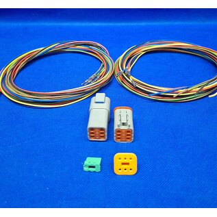 Cable-Engineer TE Deutsch DT Pigtail-set: 6-Pos. Rec. DT04-6P & Plug DT06-6S + 12x 2meter 0,75mm2 FLRY-B kabel