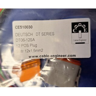 TE Connectivity TE Deutsch DT Pigtail-set: 12-Pos. Plug DT06-08SA + 12x 2meter 1,5mm2  FLRY-B kabel