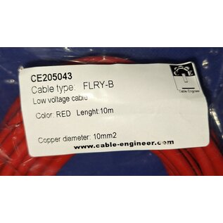 Cable-Engineer FLRY-B kabel 10,0 mm2 - flexibele voertuigkabel - 10 meter Kleur ROOD