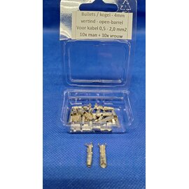 Cable-Engineer.com Kogel kabelschoen 4mm - man + vrouw - open-barrel - 0,5 t/m 2,0 mm2 - 20st.