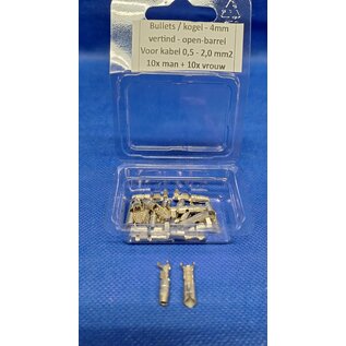 Cable-Engineer.com Kogel kabelschoen 4mm - man + vrouw - open-barrel aansluiting voor draad van  0,5 t/m 2,0 mm2 - 20st.