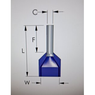 Cable-Engineer.com Twin Adereindhuls - Voor kabel 2x 2,5 mm2 - lengte 10mm - Kleur Blauw - Per 250 stuks