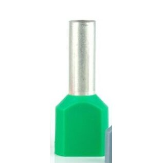 Cable-Engineer.com Twin Adereindhuls - Voor kabel 2x 6,0 mm2 - lengte 14mm - Kleur Groen - Per 100 stuks - Telemechanique