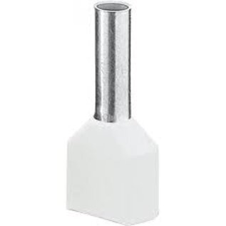 Cable-Engineer.com Twin Adereindhuls - Voor kabel 2x 0,75 mm2 - lengte 8mm - Kleur Wit (Weidmuller) - Per 500 stuks