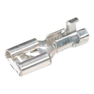 Cable-Engineer 50x Vlakstekerhuls 6,3 x 0,8 - ongeïsoleerd  vertind messing met locking en open barrel krimp-aansluiting voor draad  0,5 - 1,0mm2