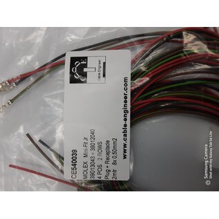 Molex Complete set met Molex MiniFit Jr. Plug & Receptacle 4-Pos. (2-Rij) + 8x 2m. 0,50mm2 kabel en contacten