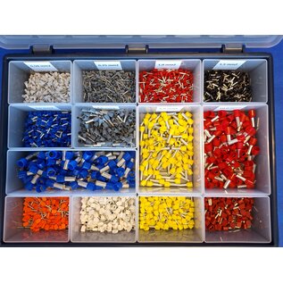 Cable-Engineer.com C-E Assortiment geïsoleerde adereindhulzen enkel+dubbel van 0,50 t/m 16, mm2 - 1900 stuks