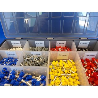 Cable-Engineer.com C-E Assortiment geïsoleerde adereindhulzen enkel+dubbel van 0,50 t/m 16, mm2 - 1900 stuks