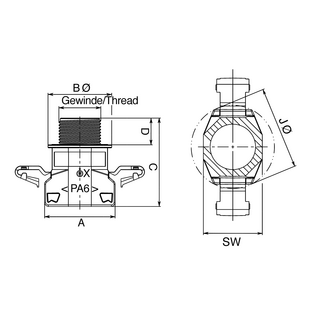 Schlemmer / Delfingen Schlemmer SEM-FAST buisverbinding (recht) NW50 en M63 schroefdraad - 3805236 - Copy
