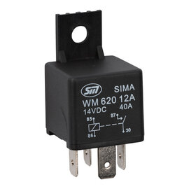 SIMA Relais Auto 4-Pins - 12V - 80A. - 1,6W  - standaard coil en bevestigsbeugel