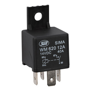 SIMA Auto Relais  4-Pins - 12V - 80A. - 1,6W  -  standaard coil/spoel - met bevestigingsbeugel - WM640 12A