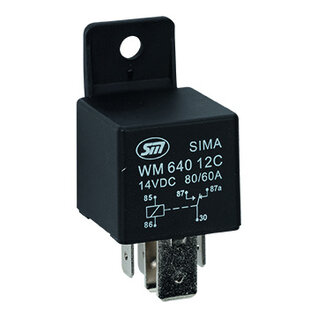 SIMA Auto Relais  5-Pins - 12V - 80/60A. - 1,6W  - Standaard coil - Met beugel - WM640 12C