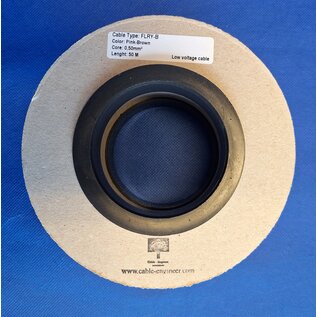 Cable-Engineer FLRY-B kabel 0,50mm2 - flexibele voertuigkabel op rol met 50 meter in de kleur Roze / Bruin (1x 0,50mm2)
