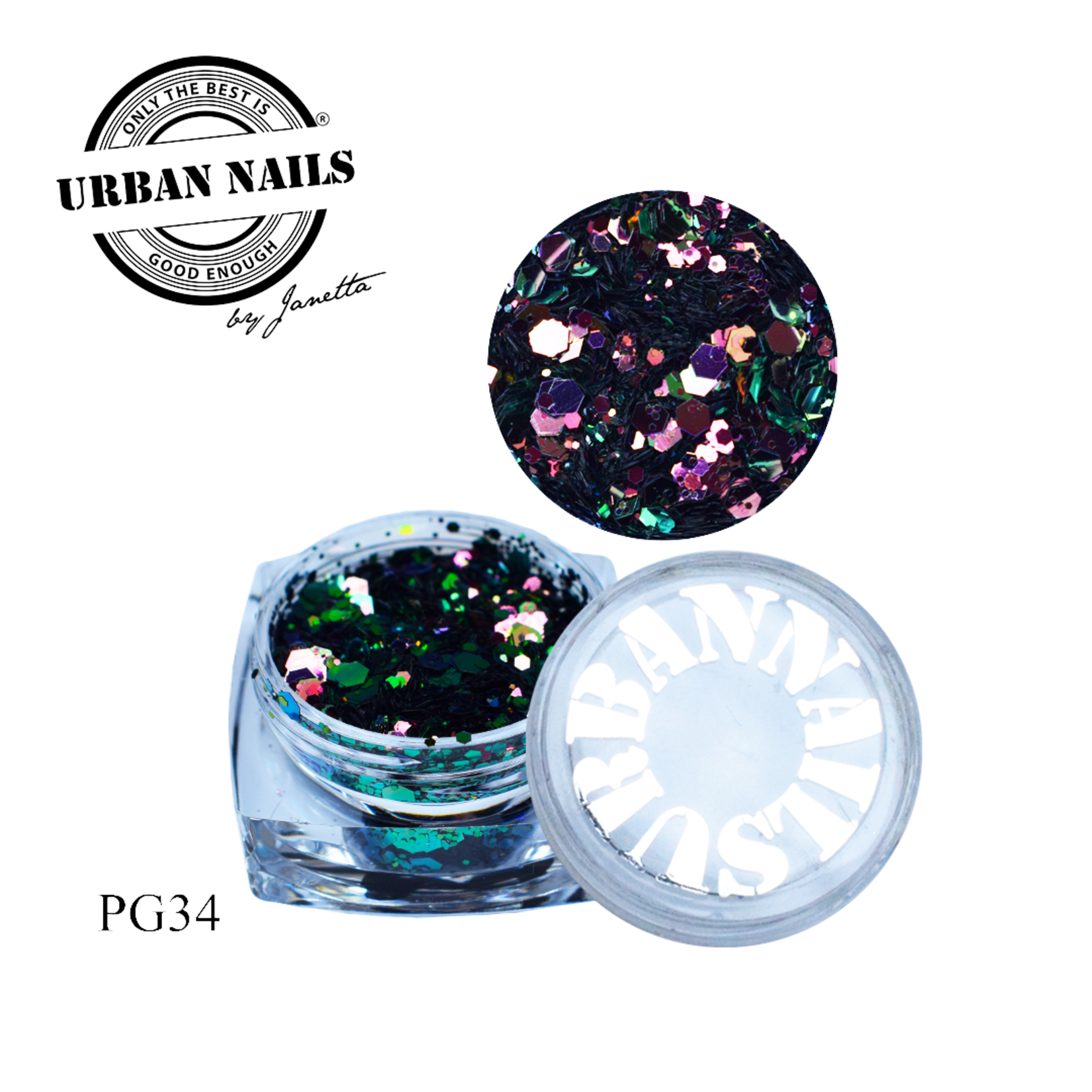 Urban Nails PiXie Glitter 34 Groen-roze
