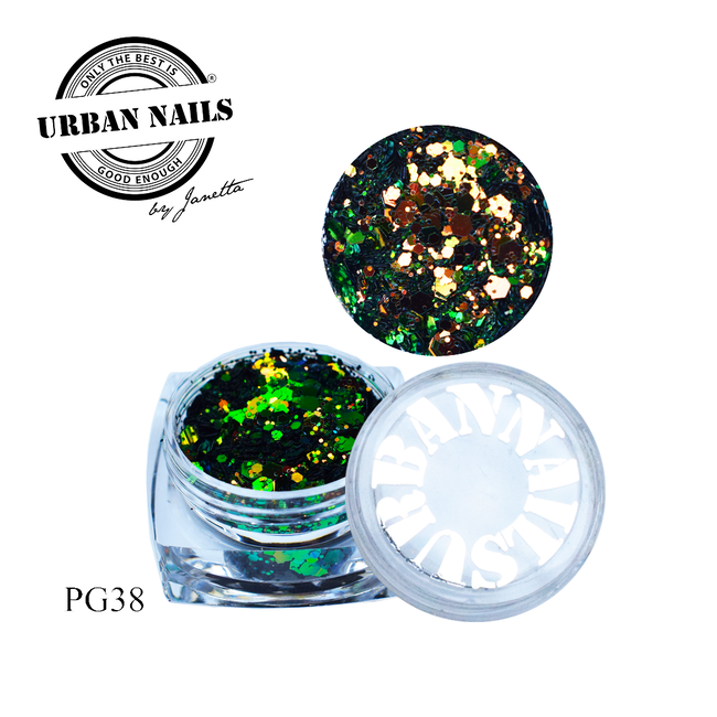 Urban Nails PiXie Glitter 38 Groen-oranje