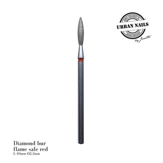 Urban Nails Diamond bur "flame" safe red, L- 10,0 mm, Ø2,3 mm