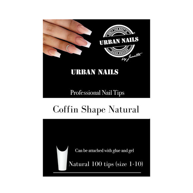 Urban Nails Coffin Shape Tips Natural 100x