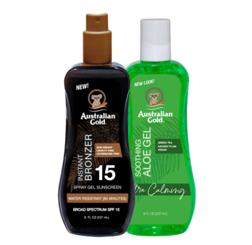 Australian Gold Product Bundel: SPF 15 Spray Bronzer + Soothing Aloe