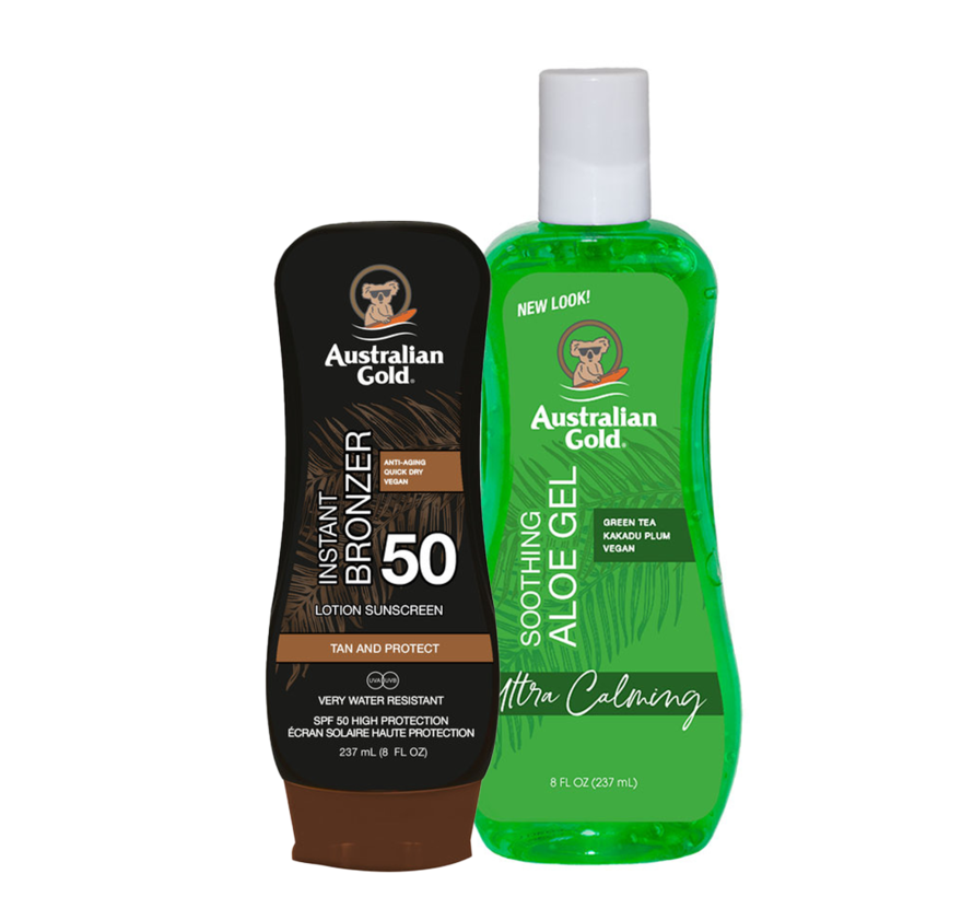 Ensemble de produits : Lotion bronzante SPF 50 + Aloès apaisant