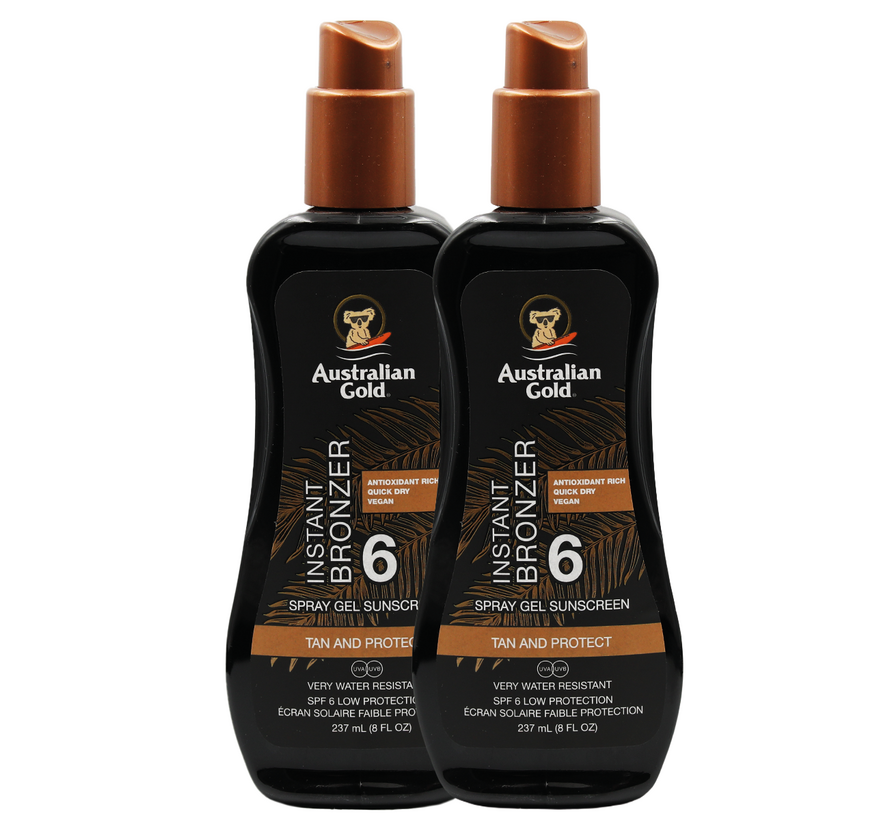 Lot avantageux : 2 × Spray Gel SPF 6 avec bronzant