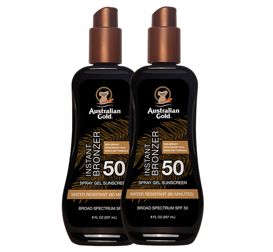 Lot avantageux : 2 × Spray Gel SPF 50 avec bronzant
