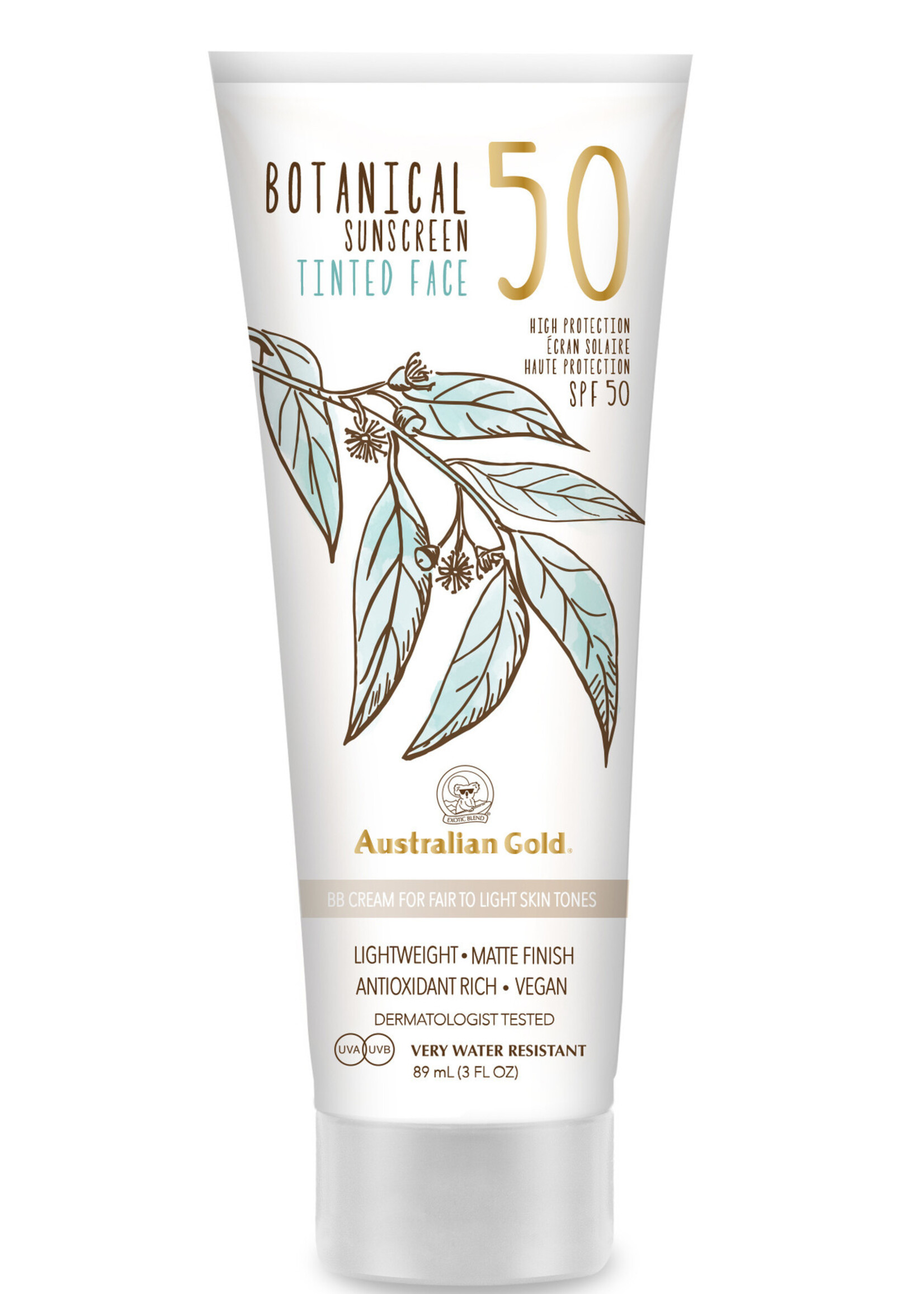 Australian Gold SPF 50 Botanical Tinted Face - Fair-Light - Zonnebrandcrème