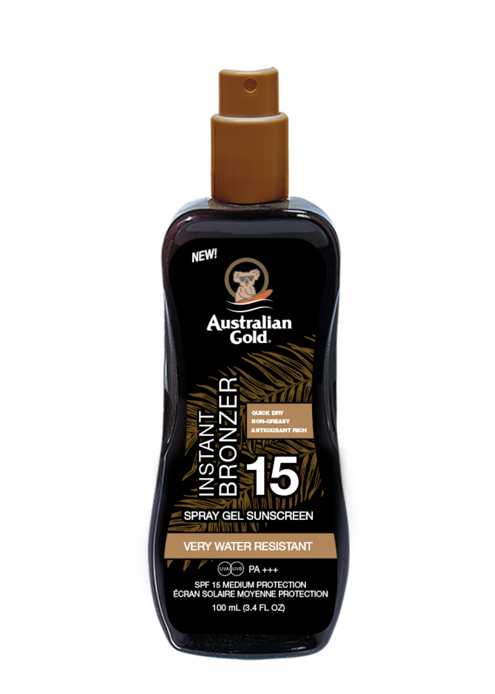 Australian Gold SPF 15 Spray Gel met Bronzer 100 ml - Reisverpakking