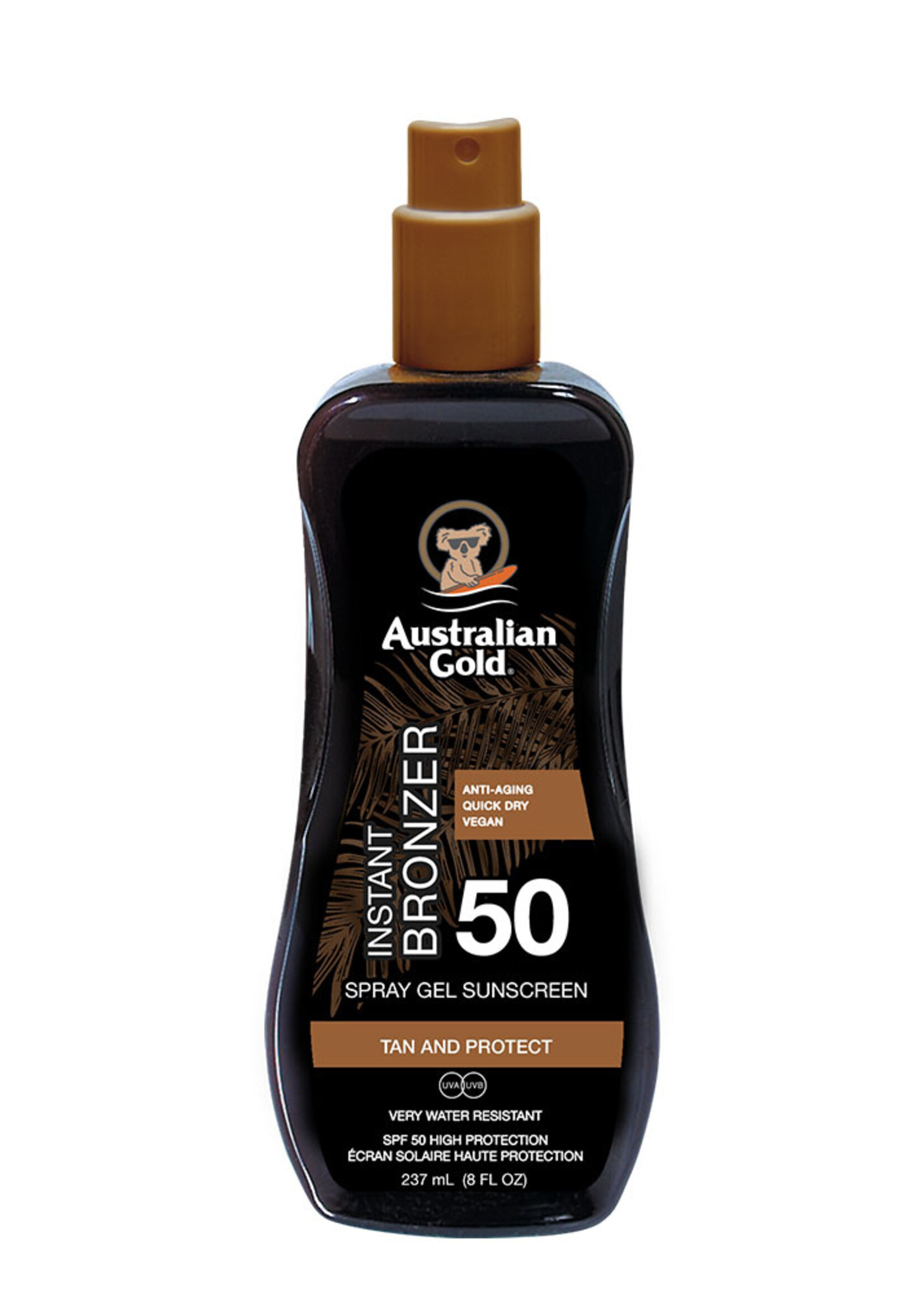 Australian Gold SPF 50 Spray Gel met bronzer - Zonnebrandcrème