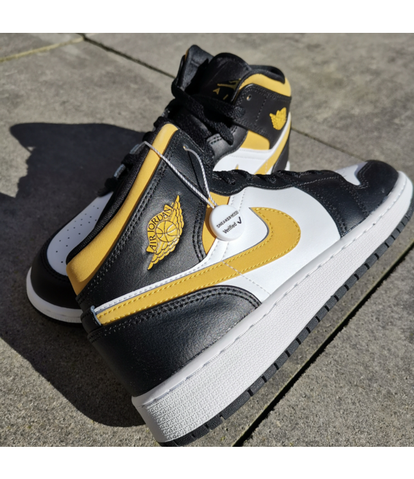 Air Jordan 1 Mid White Pollen Black (GS) / 554725-177