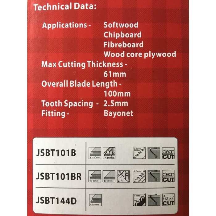 Lumberjack Lumberjack Jigsaw blades set of 5 pcs. - JSBT101BR