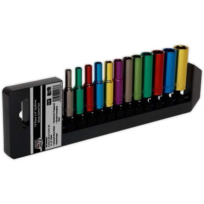 Autojack 14SS12D 1/4" Drive 12pc Metric Deep Socket Set
