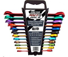 Autojack 12-Delige gekleurde ratelringsteeksleutelset - CRS12C
