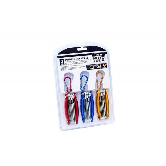 Autojack HKS3F 3 PC Folding Ball End Hex Keys Color-Coded