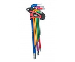 Autojack Lange inbussleutelset met gekleurde kogelkop - HKS9L