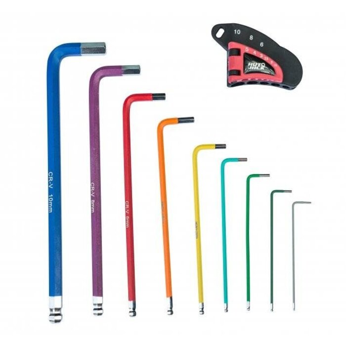 Autojack HKS9L Long Ball-End Hex Key Set Color-Coded