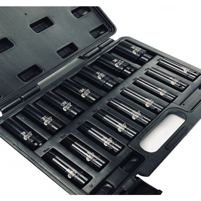 Autojack Socket Sets 12SS16D 1/2 Inch Sq Drive Deep Metric Impact Socket Set 16pc