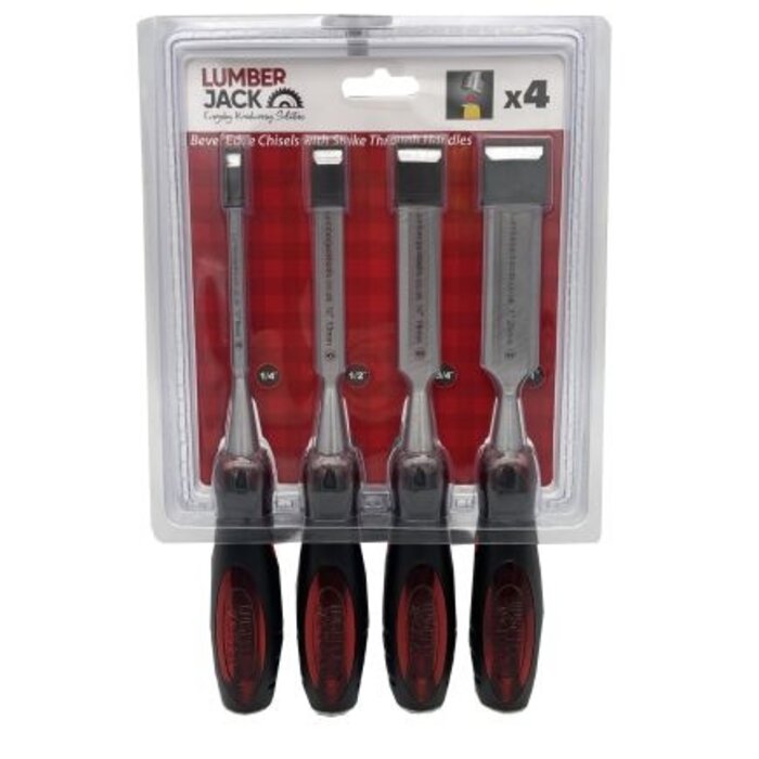 Lumberjack 4-delige beitelset WCS4P afgeschuinde rand met beschermkap