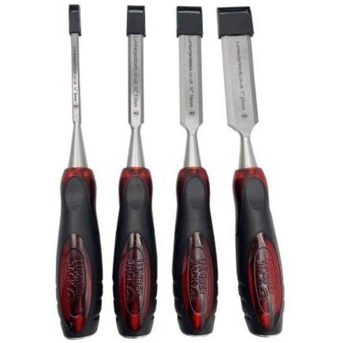 Lumberjack 4-delige beitelset WCS4P afgeschuinde rand met beschermkap