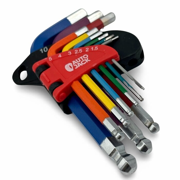 Autojack HKS9S Short Ball End Hex Key Set Color-Coded