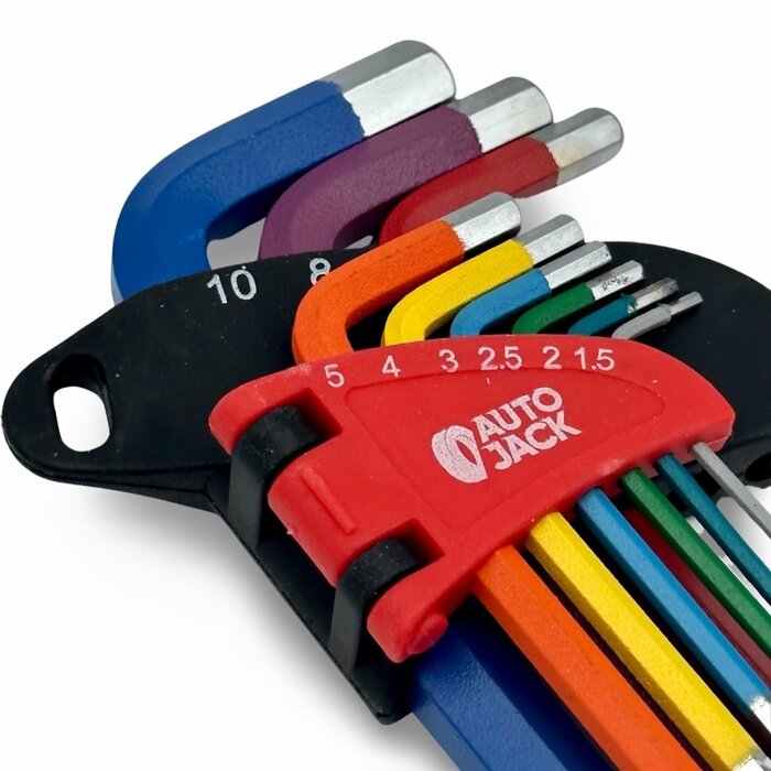 Autojack HKS9S Short Ball End Hex Key Set Color-Coded