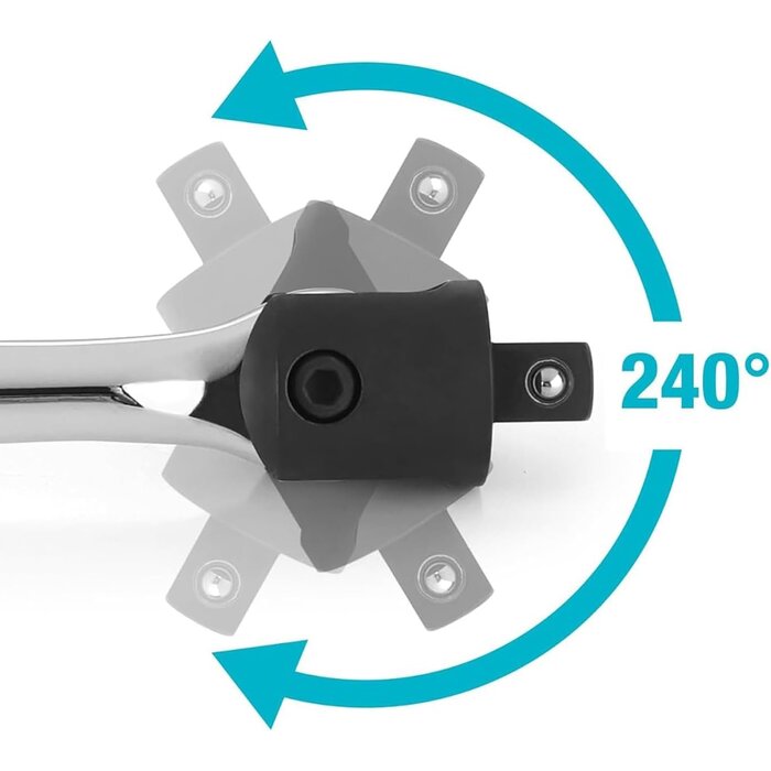 Autojack 750mm 1/2" Square Drive Breaker Bar with Flexi Knuckle Heavy-Duty Chrome Vanadium Steel Silver