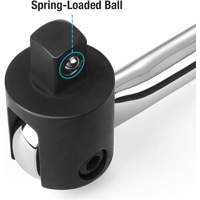 Autojack 750 mm 1/2" vierkante aandrijving wringstaaf met flexibele knokkel, zwaar uitgevoerd chroom-vanadiumstaal, zilverkleurig