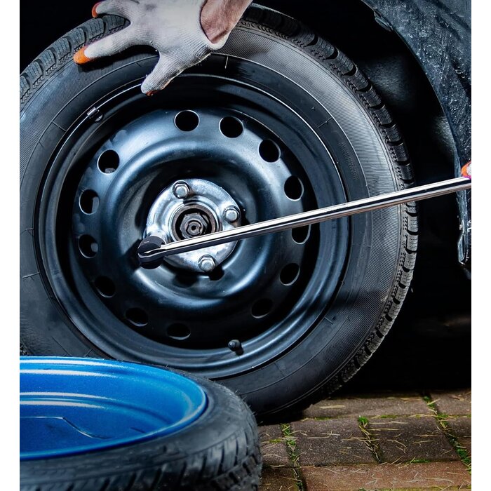 Autojack 750 mm 1/2" vierkante aandrijving wringstaaf met flexibele knokkel, zwaar uitgevoerd chroom-vanadiumstaal, zilverkleurig