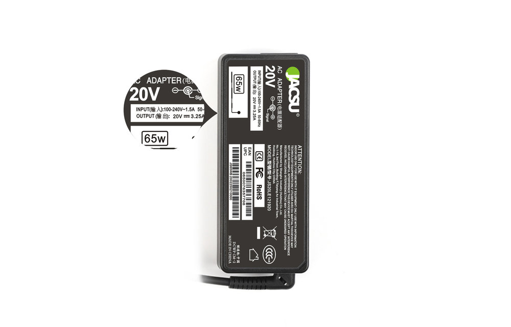 JACSU laptop adapter 20V 3.25A (7.9X5.5) voor Lenovo