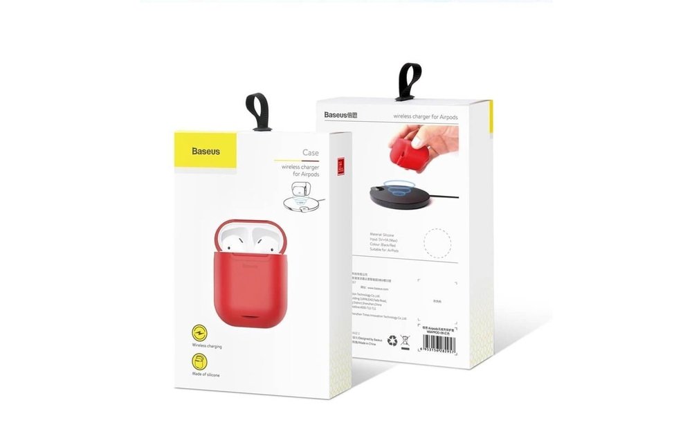 BASEUS: siliconen wireless / draadloze oplaad hoesje - Rood voor Apple AirPods 1 / 2
