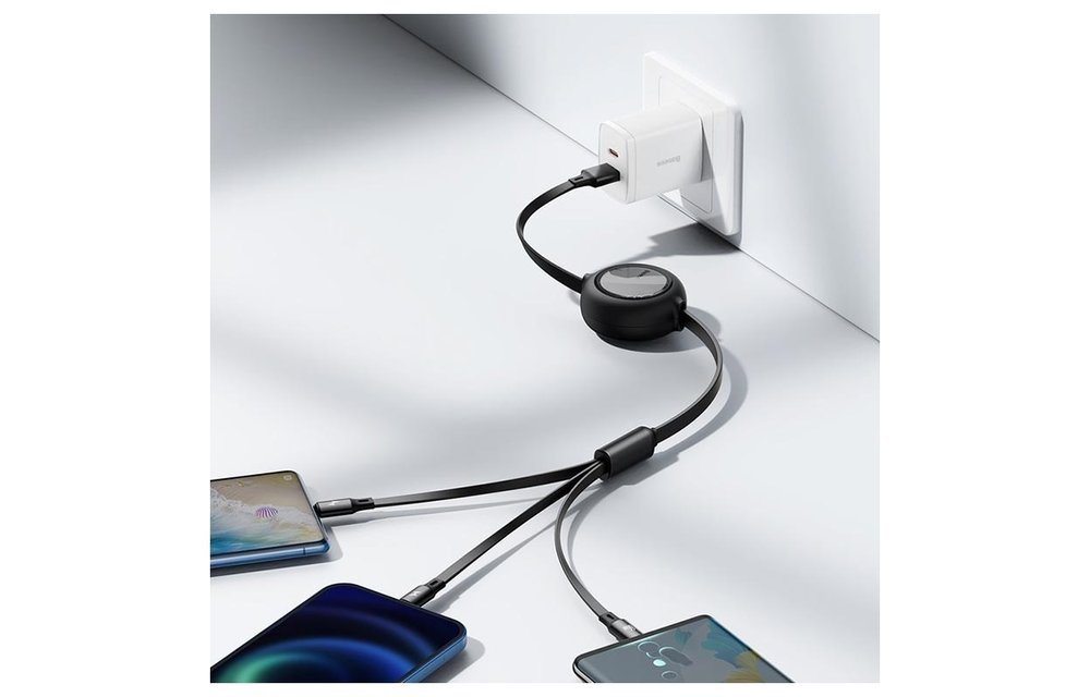 BASEUS: USB Oplaadkabel (Lightning / USB-C / Micro-USB) - Zwart