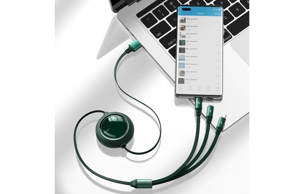 BASEUS: USB Oplaadkabel (Lightning / USB-C / Micro-USB) - Zwart