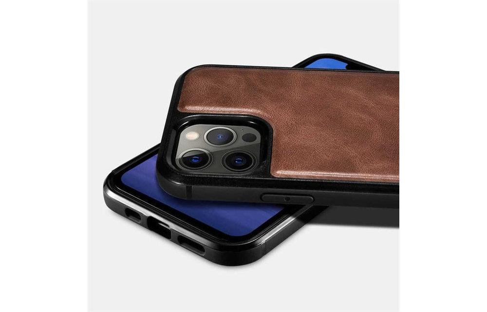 iCARER: Lederen Hoesje - Bruin voor iPhone 12 Pro Max